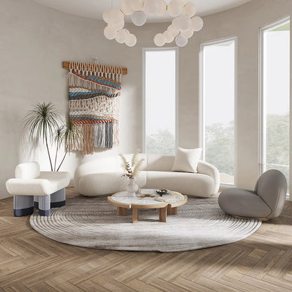 Round Teddy Sofa Lounge Nut Circle Curved Sofa Couch White Modern Sofas