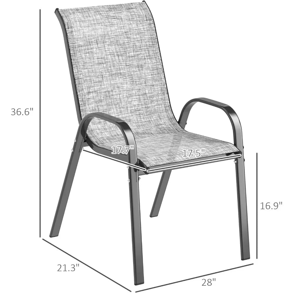 Outdoor Dining Chairs Set of 4, Stackable Patio Dining Chairs, High Back Outdoor Patio Chairs with Breathable Mesh Seat