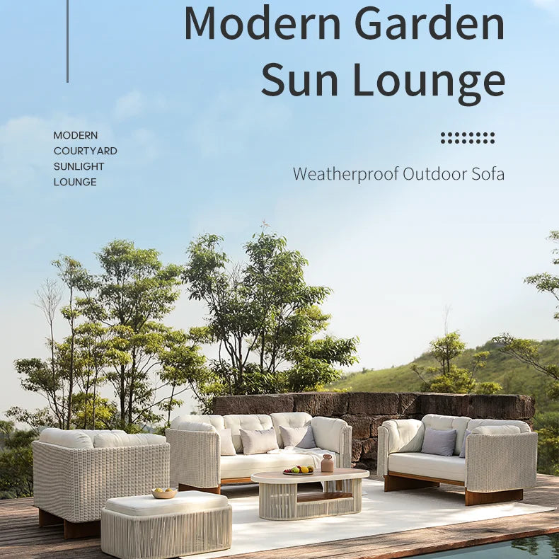 Meiqi Luxury Modern Durable Outdoor Garden Sofa Set with  Aluminum Alloy Frame Waterproof Sunproof Patio Lounge Sofa Combination