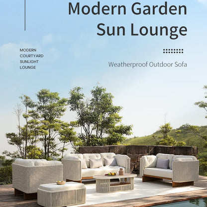 Meiqi Luxury Modern Durable Outdoor Garden Sofa Set with  Aluminum Alloy Frame Waterproof Sunproof Patio Lounge Sofa Combination