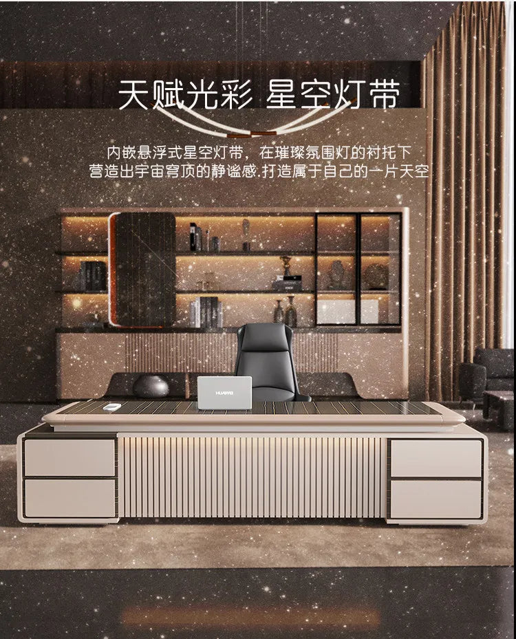 luxury Computer Office Desk Standing L Shaped Writing Boss Table Lift Up Table Gaming Sedentary Filing Cabinet Boss Furniture