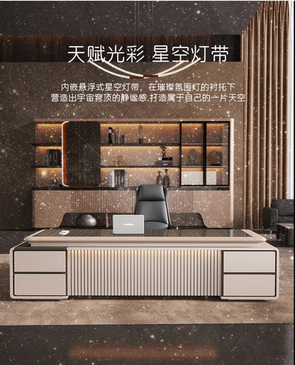 luxury Computer Office Desk Standing L Shaped Writing Boss Table Lift Up Table Gaming Sedentary Filing Cabinet Boss Furniture