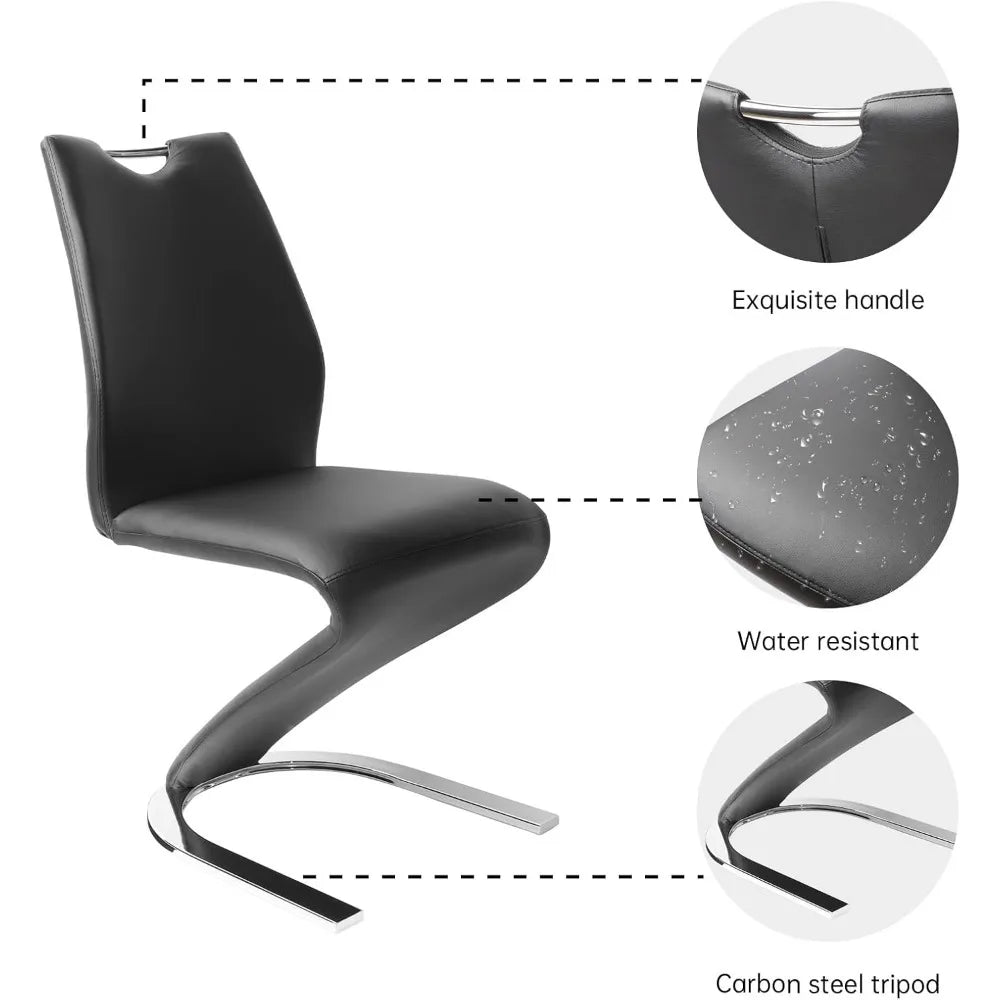 Modern Upholstered Armless Dining Chairs Set of 2, PU Leather Cushioned Seats, Sturdy Side Chairs for Kitchen and Dining Room