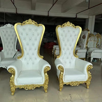 Modern European Style Luxury Golden Stainless Steel Leg King Throne Chair For Wedding Double Seat Leather Sofa for Hotel