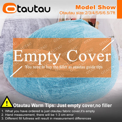 OTAUTAU Fluffy Faux Bunnyf Fur Bean Bag Cover Corner Pouf Cover DD003【No Filler Inside! You Need To Buy Filler By Yourself !】