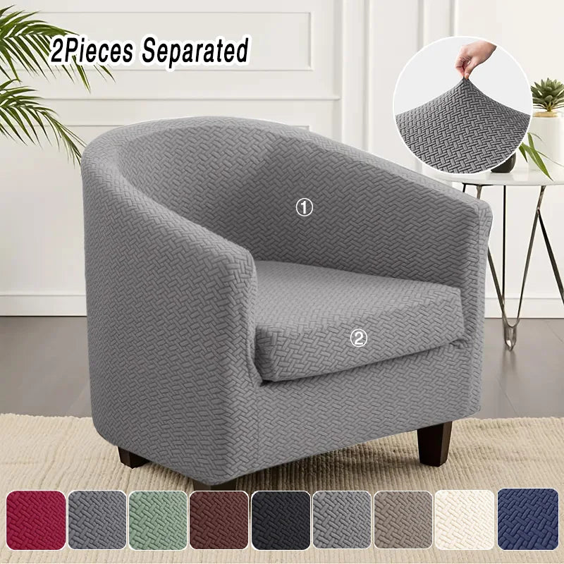 2pcs Jacquard Tub Chair Cover Elastic All-inclusive Armchair Slipcover Club Sofa Slipcover with Cushion Cover Furniture Cover