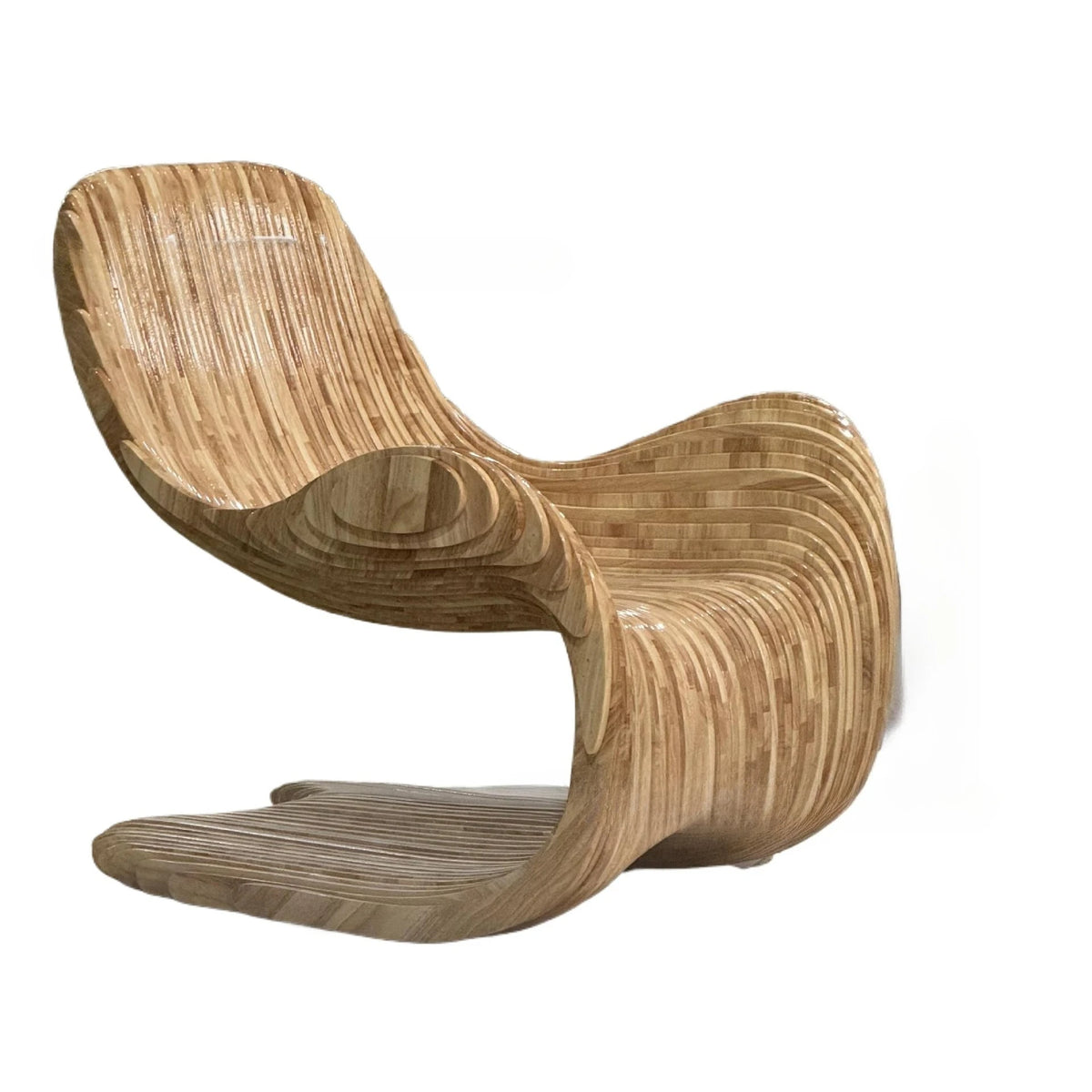 Solid wood slicing chair Small apartment living room ornament Interior furniture Villa design S-shaped single sofa