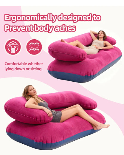 Double Inflatable Air Sofa Two-Seater Lazy Couch Heavy Duty Leak Proof Inflatable Lounge Furniture Indoor Outdoor Camping