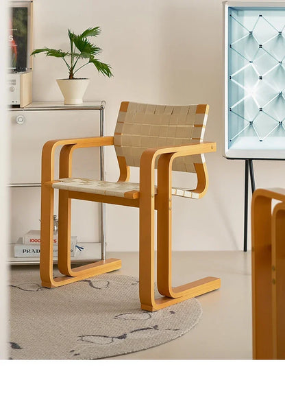 xxqArmrest Dining Chair Mid-Ancient Woven Chair Retro Desk Office Computer Chair