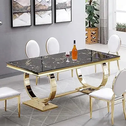 Dining Room Table Set for 4 Dining Table Set with Tempered Glass Table Top and 4 Faux Leather Chairs for Small Spaces Kitchen
