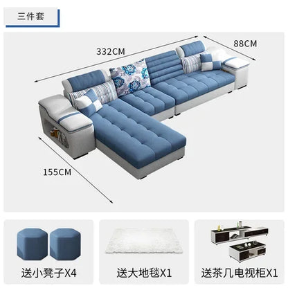 Removable and Washable Latex Free Wash Technology Fabric Sofa Combination Simple Living Room, Living Room Furniture