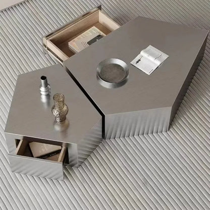 Light Luxury Bronze Brushed Coffee Table Creative Stainless Steel Living Room Shaped Coffee Table
