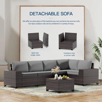 [Free ShippingBuy Now!]13-piece outdoor patio furniture set with 43" 55,000 btu gas propane fire pit table, wicker rattan sectio