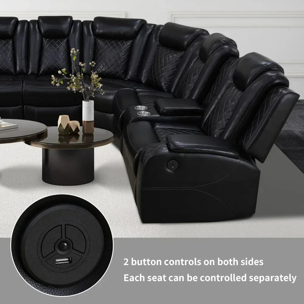 Nordic Power Recliner Sofa Sectional Couches with LED Light for Living Room