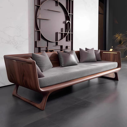 New Chinese-style North American black walnut sofa high-end custom home bed and breakfast living room ash wood solid wood light