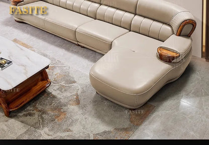 New Chinese ebony leather modern high-end living room home sofa furniture
