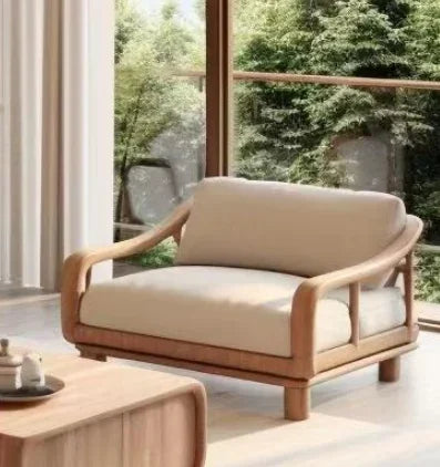 Minimalistic Wooden Sofa Stools Recliners Modern 3 Seater Lazy Living Room Couch Lounge