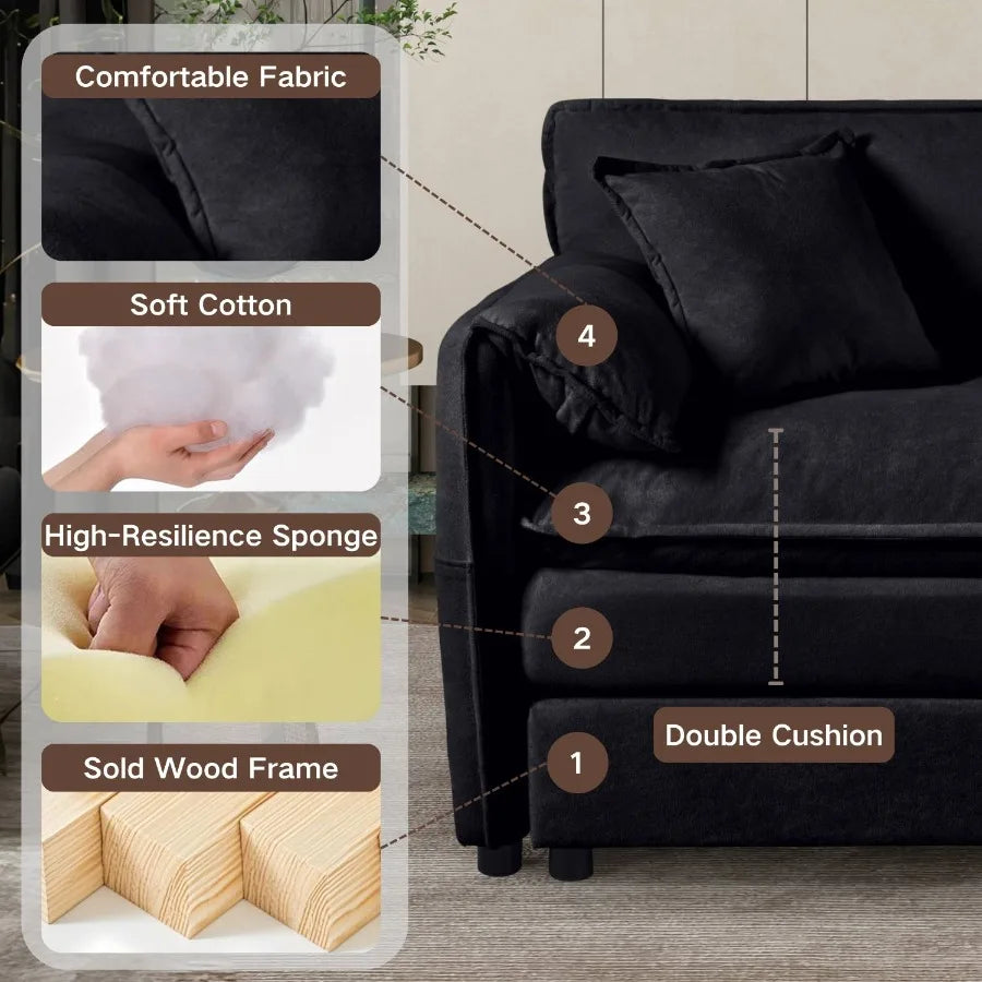 Oversized Deep Seat Luxury 2 Piece Sofa Set 2 Pieces of Loveseat Sofa Modern Chenille Comfy Cloud Couches Set for Living Room O