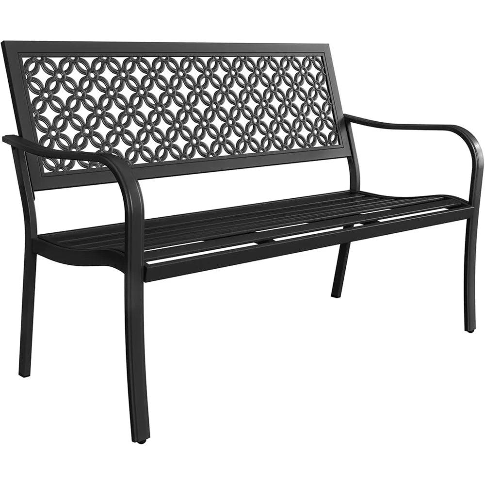Grand patio 50 Outdoor Bench Garden Bench with Armrests Bench for Outdoors Lawn Yard Porch Black