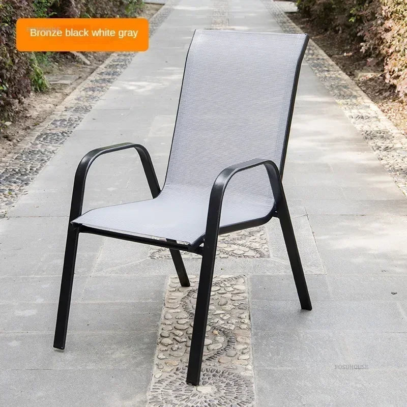 Nordic Beach Chairs Home Leisure Back Armchairs Outdoor Courtyard Balcony Waterproof and Sunscreen Iron Chair Outdoor Furniture