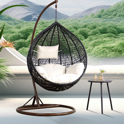 Modern Outdoor Patio Garden Backyard Wicker Rattan Double Swing Hanging Chair for Bedroom Application Durable Metal Material
