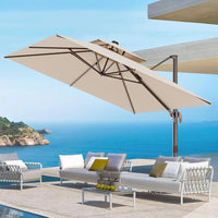 9' X 12' Cantilever Outdoor Patio Umbrellas Double Top Large Rectangle Umbrella Heavy Duty 360°Rotation Offset Umbrella for Gard