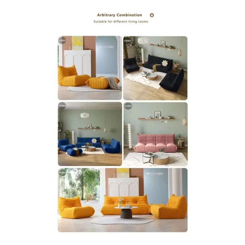 Drop Shipping Nordic White Living Room Sofa 3 Seater Couch Compressed Vacuum Foam Floor Lazy Chair Sofa Set