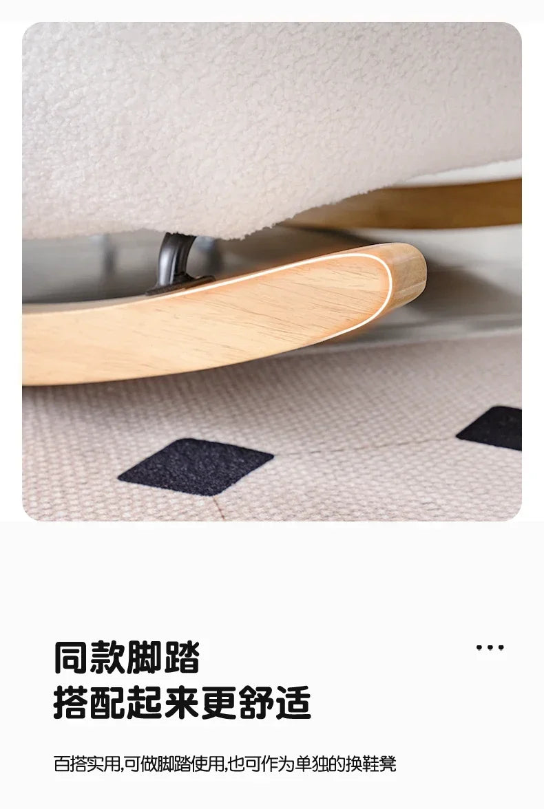 A  New Arrivals White Rocking Chair Living Room Adult Recliner Home Lounge Sofa Chair Lambswool Rocking Chair