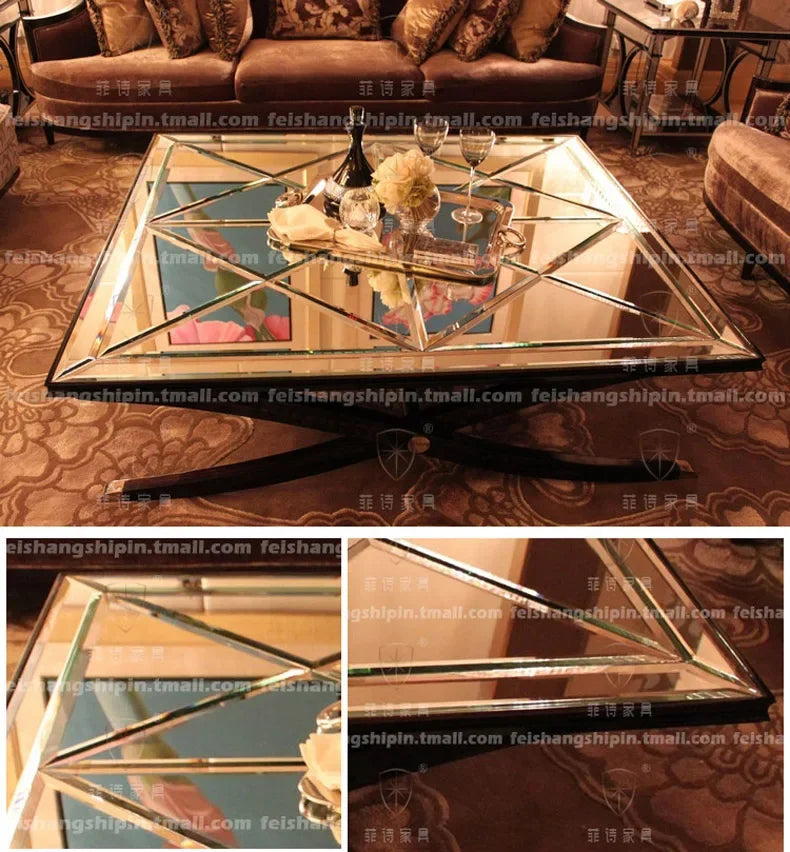 Glass coffee table post-modern square table