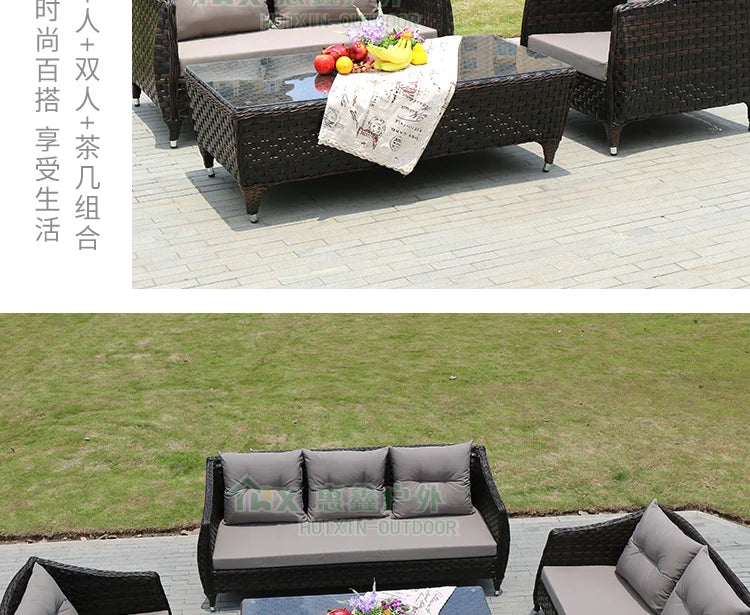 Leisure Courtyard Garden Sofas Outdoor Simple Homestay Coffee Table Garden Sofa Terrace Pe Rattan Furniture Sofá Exterior MHHYSF