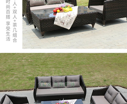 Leisure Courtyard Garden Sofas Outdoor Simple Homestay Coffee Table Garden Sofa Terrace Pe Rattan Furniture Sofá Exterior MHHYSF