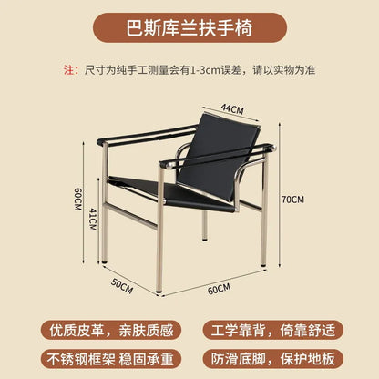 Nordic Modern Medieval Style Stainless Steel Tube Leisure Lounge Chair Designer Furniture Hotel Home Matching Coffee Shop Chair