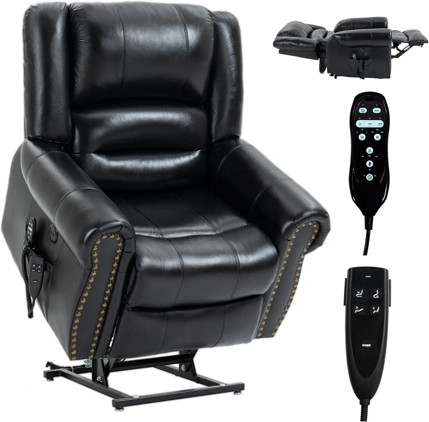Dual Motor Power Lift Chair, Lay Flat Recliner Chair, Electric Recliner with Massage and Heat for Elderly, Remote Control, Infin