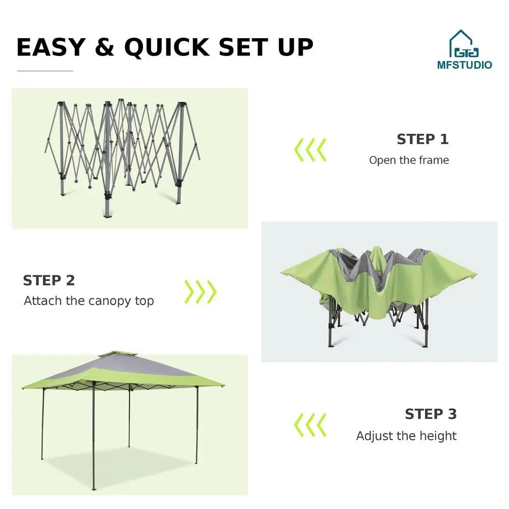 13x13 Outdoor Pop Up Canopy Tent,Easy Setup Straight Leg Folding Instant Shelter for Beach,Party and Camping, 169 Sq. Ft of Shad
