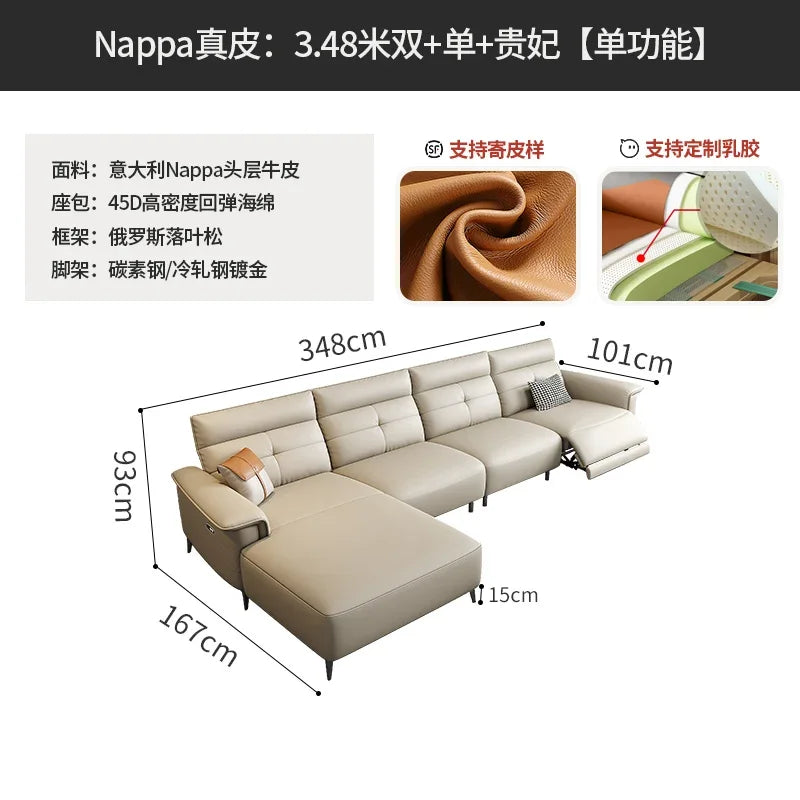 Vintage European Reclining Sofa Leather Office Designer Italiano Couch Adjustable Height Adults Sofa Inflavel Indoor Furniture