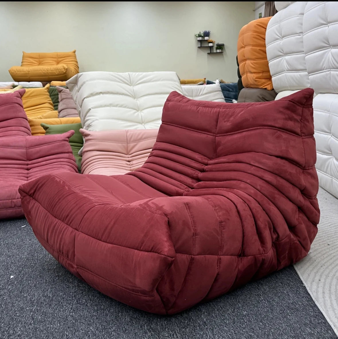 Lazy sofa, togo caterpillar sofa, light luxury, simple Internet celebrity creative chair, suede freehand space recliner