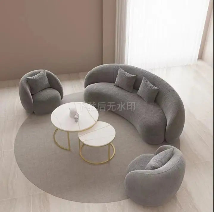 Y  Lamb velvet sofa, living room curved cashew sofa, beauty salon, clothing store, resting area, moon sofa