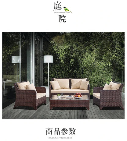 Balcony outdoor combination Living room courtyard hand-woven rattan sofa Rattan chair simple leisure furniture Economically