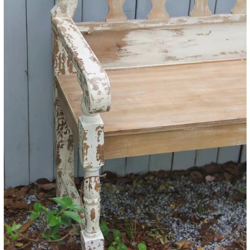Patio Wooden Bench, 4 Ft Foldable Acacia Wood Garden Bench, Outside Loveseat with Curved Backrest，Balcony Furniture