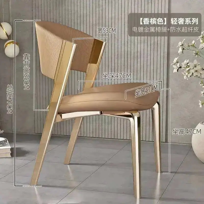 Ergonomic Furniture Modern Vip Restaurant Luxury Designer Dining Italian Chair Chairs Nail Gold Comedor Kitchen Legs Leather