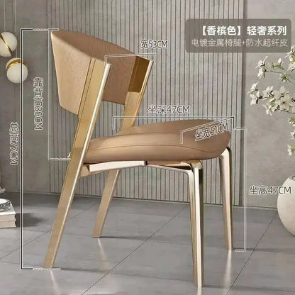 Ergonomic Furniture Modern Vip Restaurant Luxury Designer Dining Italian Chair Chairs Nail Gold Comedor Kitchen Legs Leather