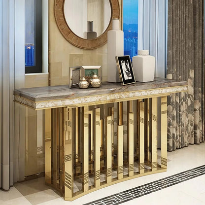 Home Furniture Living Room Luxury Metal Hallway Table Modern Marble Console Table with Mirror CT018
