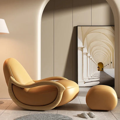 Cream Style Rocking Chair Chinese Lazy Sofa Recliner Technology Fabrics Balcony Leisure Chair