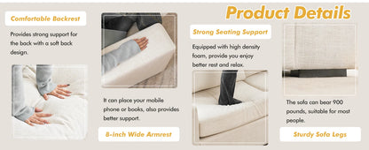 ELUCHANG 85" Modern Sofa Couches for Living Room, 3 Seater Sofa, Natural Linen Deep Seat Sofa with Upholstered Cushion
