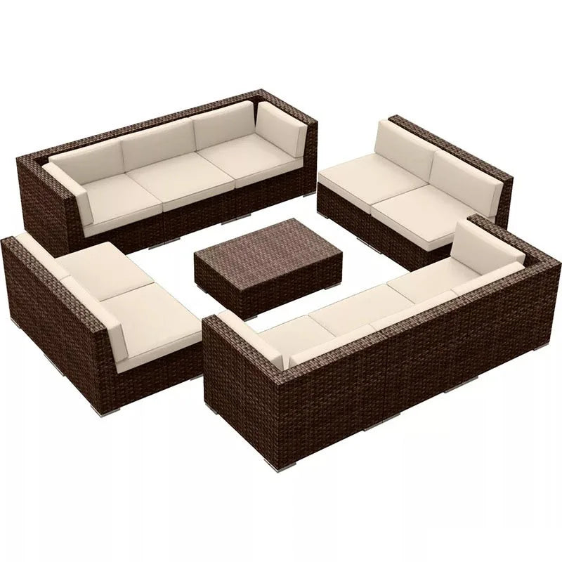 Outdoor courtyard, office building, reception area, sales center, round sofa, outdoor rattan chair, negotiation of large