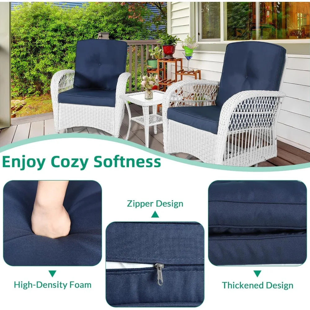 Outdoor conversation bistro, terrace rotary glider rocking chair rattan furniture