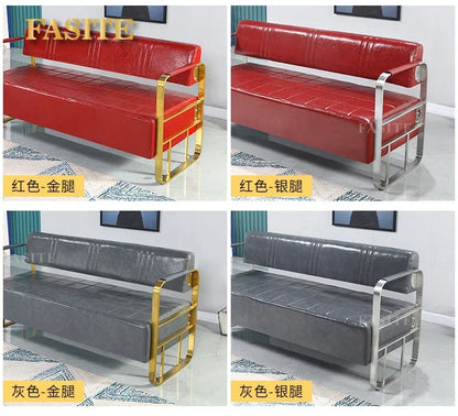 Same light luxury lounge chair, hair salon, nail salon, light luxury stainless steel sofa , lounge area