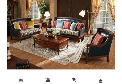 European Living Room Sofa Elegant Loveseat Wooden Modern Luxury Lounge Sofa Puffs Modular Wooden Canape Salon Furniture Home
