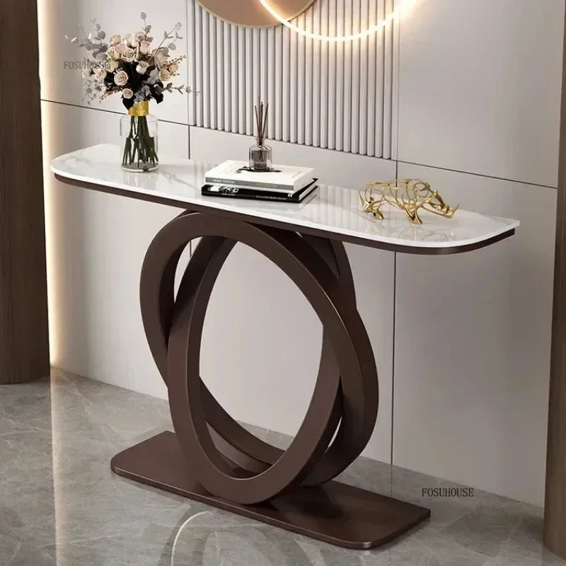 Luxury Iron Console Table Italian Semi-circular Entrance Cabinet Tables Home Furniture Creative Corridor Entryway Table