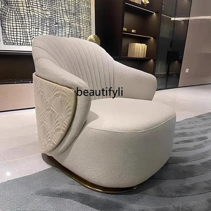 Asmt52 Italian light luxury design single sofa chair modern villa living room home fabric leisure chair